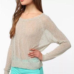 Kai-aakmann Sheer Metallic Sweater Slightly Cropped Festive Scoopneck Size Small